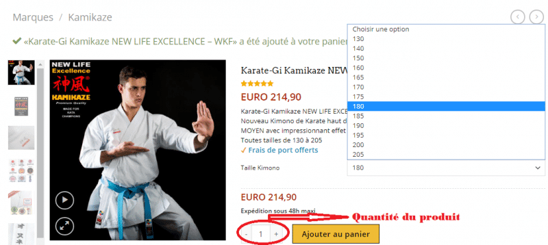 choix taille commande 1