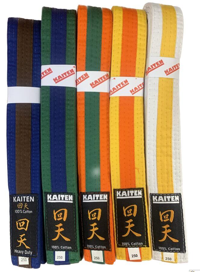 Zweifarbige Gürtel Kaiten 100% Baumwolle 3 Zweifarbige Gürtel Kaiten 100% Baumwolle