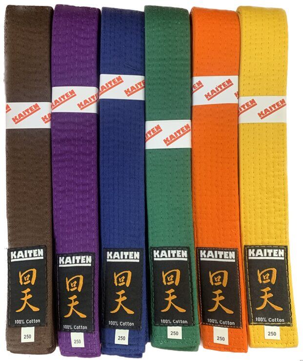 Farbige Gürtel Kaiten 100% Baumwolle 3 Farbige Gürtel Kaiten 100% Baumwolle