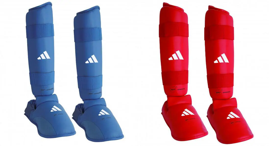 Karate Schienbein- und Fußschützer Adidas - blau, rot - WKF 3 Karate Schienbein- und Fußschützer Adidas - blau, rot - WKF