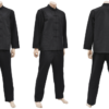 Traditionelles Tangzhuang-Outfit mit langen Ärmeln aus schwarzer Baumwolle