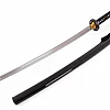 katana-die-scharfe-Klinge-und-eine-Holzgabel