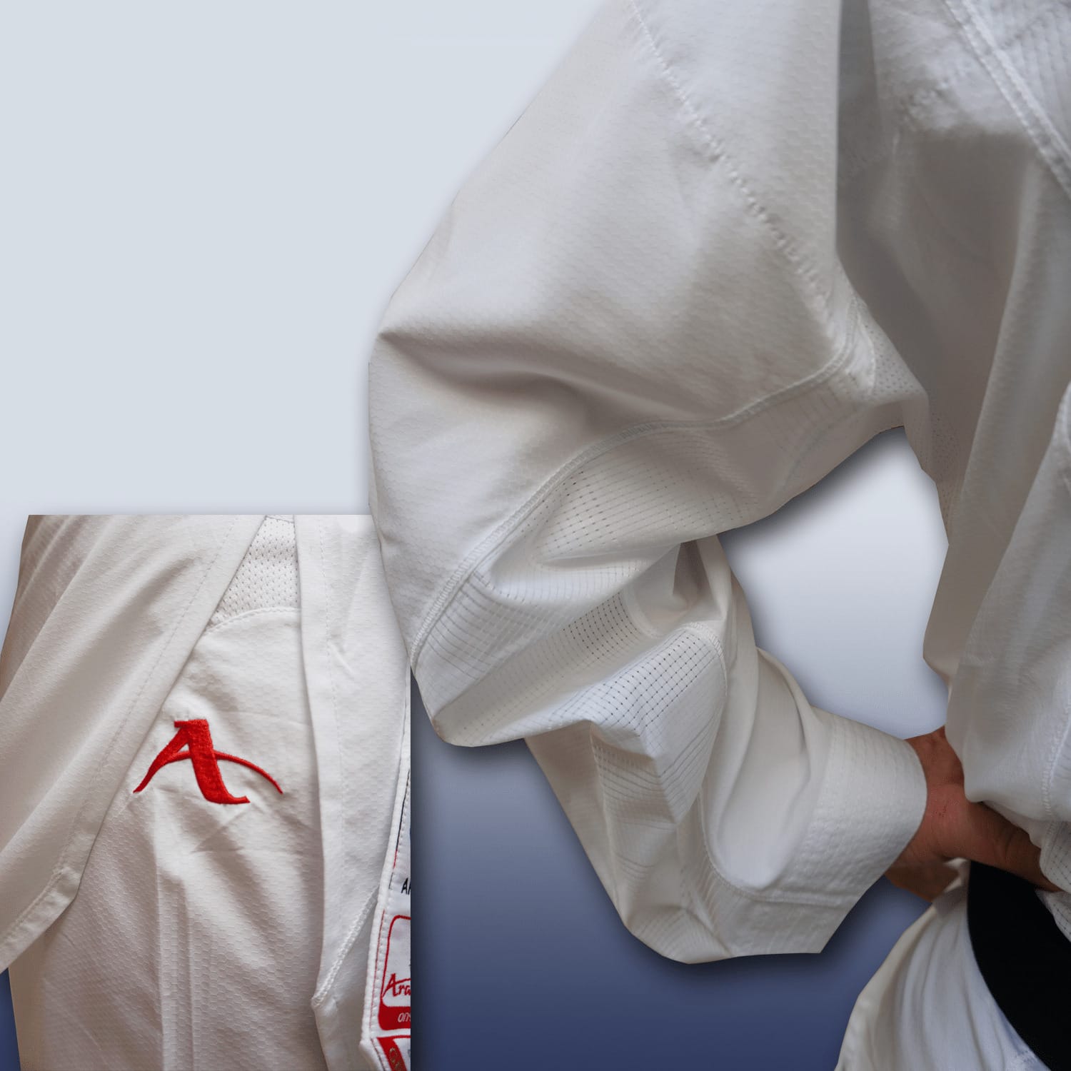 Karateanzug Arawaza Onyx Zero Gravity - WKF 5 kimono-karate-gi-arawaza-onix-zero-gravity-zoom-broderies-aerations