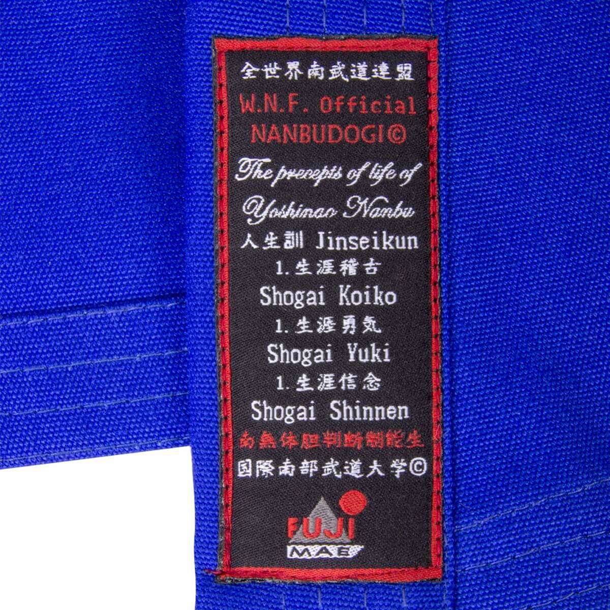 Offizieller Karateanzug Nanbudo von Fuji Mae 9 kimono-karateanzug-gi-nanbudo-official-fujimae-veste-bleue-etikette