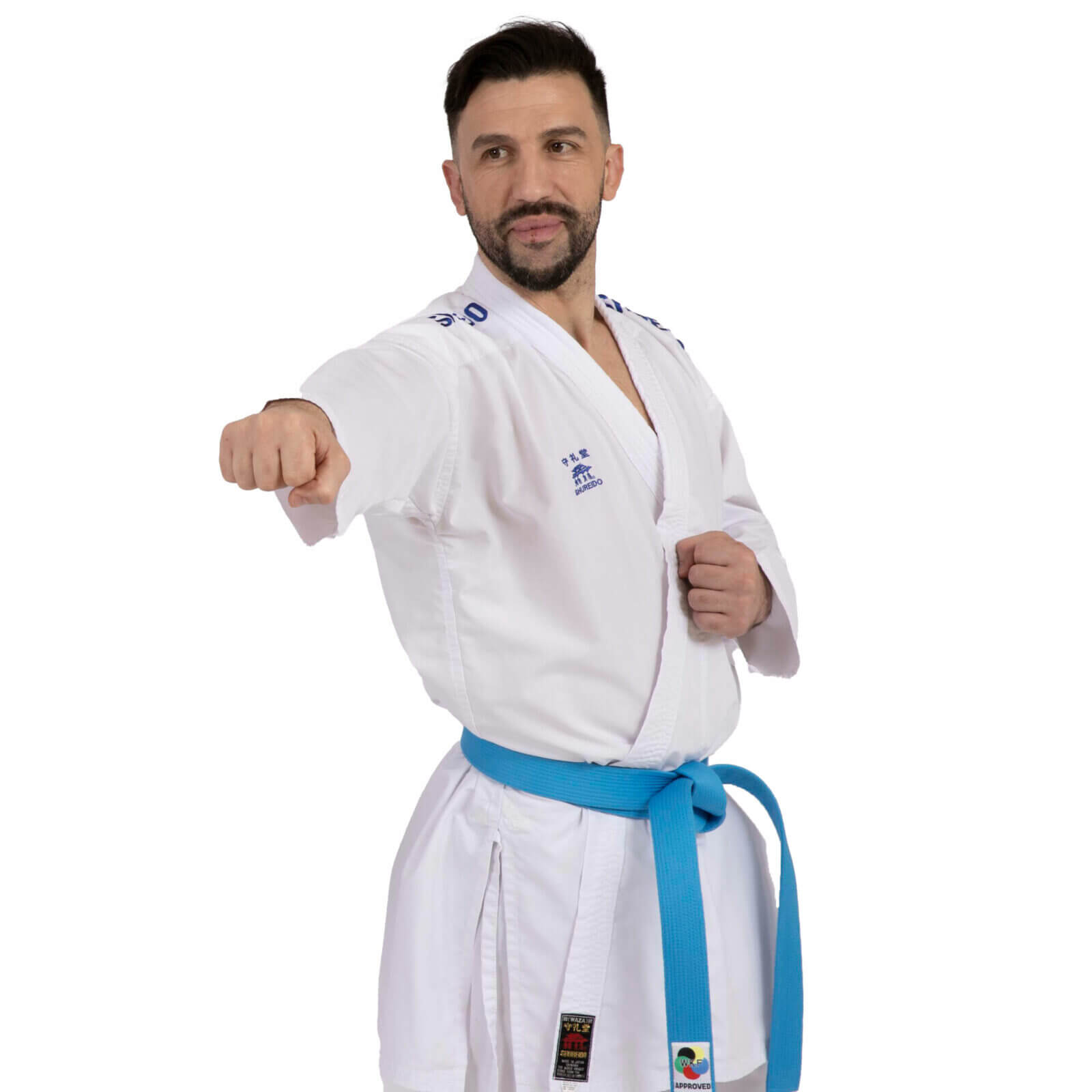 Kimono Karateanzug Set Shureido Waza - WKF 6 kimono-karateanzug-set-shureido-waza-wkf-logo-blau