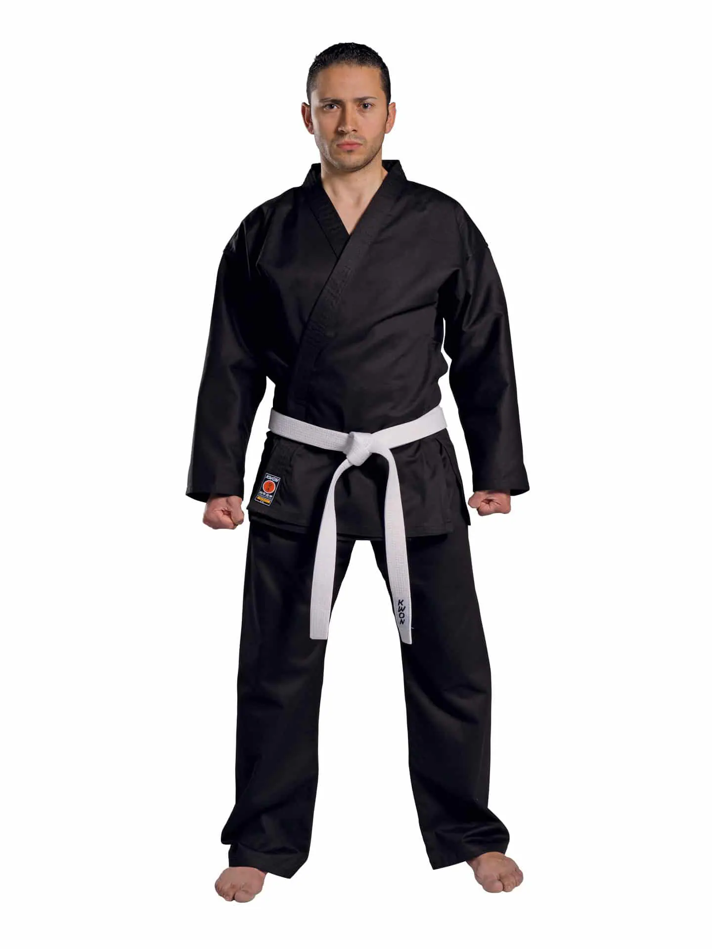 Kimono Karate Traditional Schwarz KWON 8oz face karategi