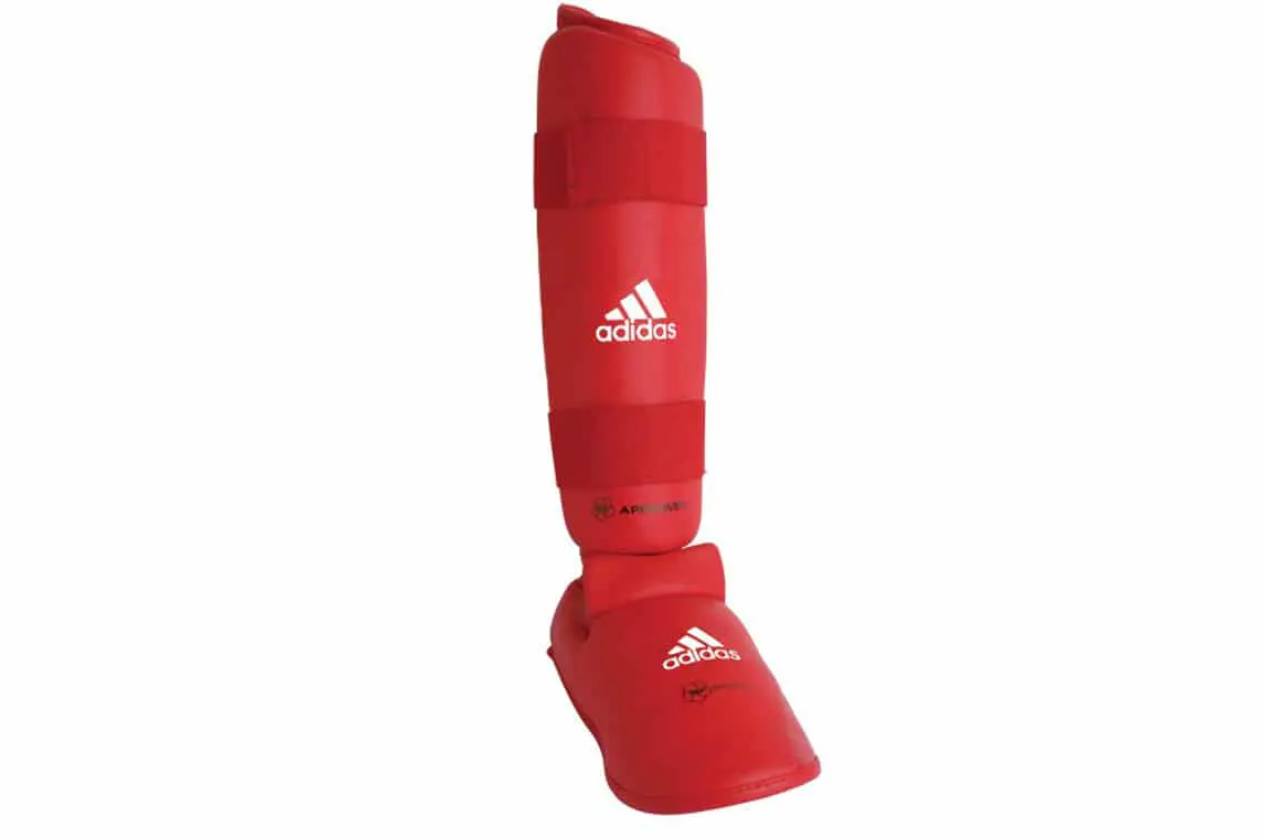 Karate Schienbein- und Fußschützer Adidas - blau, rot - WKF 4 schienbeinschoner-fußschützer-abnehmbar-adidas-66135d-rot