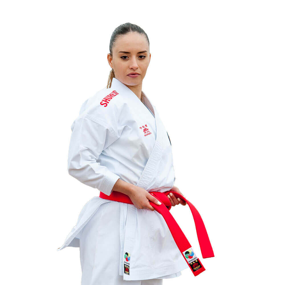 Shureido New Wave 3 Karateanzug Jacke mit Stickerei - WKF 4 Shureido Karateanzug-new-wave-3-mit roter Stickerei-wkf