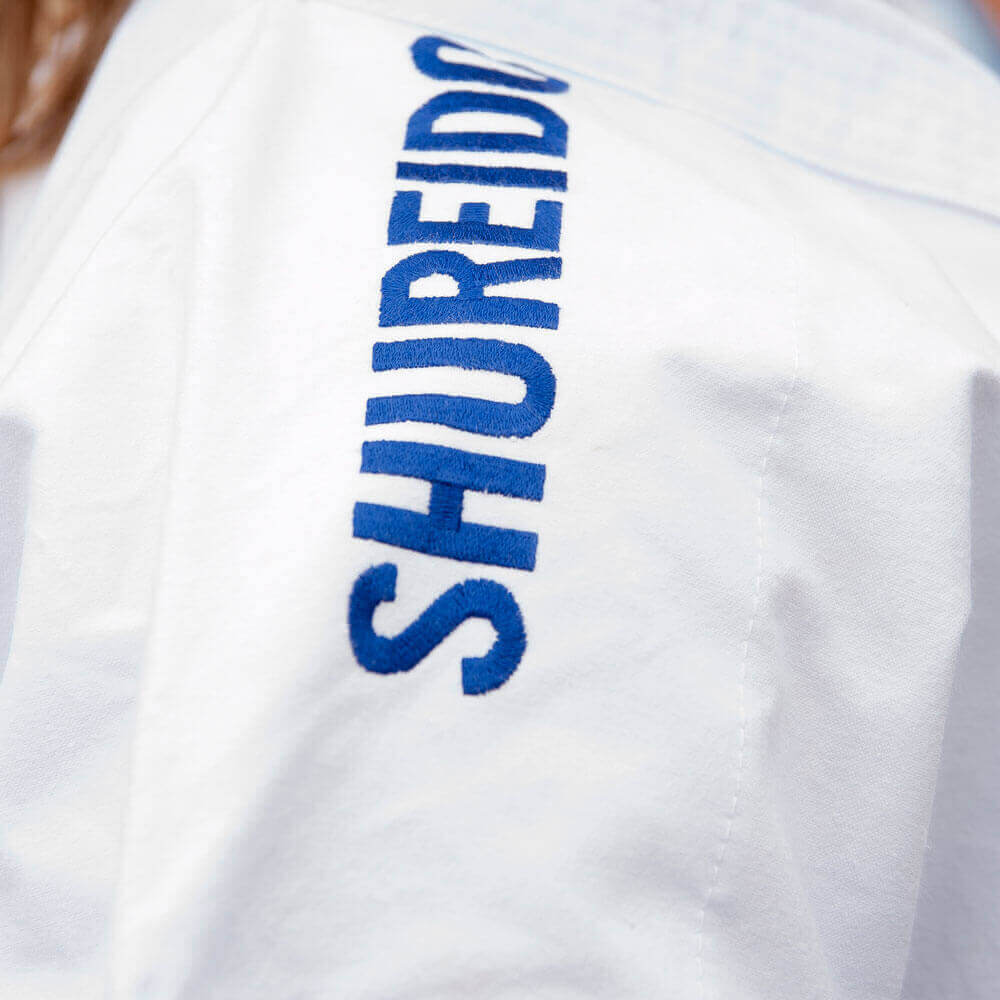 Shureido New Wave 3 Karateanzug Jacke mit Stickerei - WKF 6 Shureido Karateanzug-new-wave-3-mit-Stickerei-wkf-blau-...